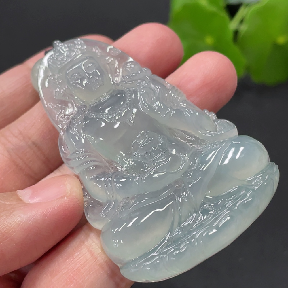 F34057857 Jadeite Guanyin Pendant, total weight approximately 30.18g, with non-A grade beads