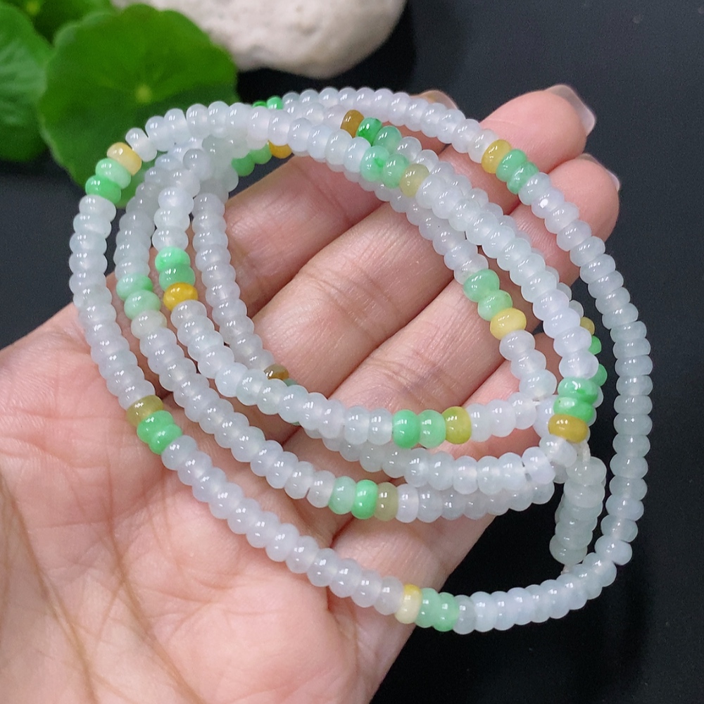 F34076330 Jadeite Bead Necklace Approx. 4.5mm Total Weight Approx. 29.4g