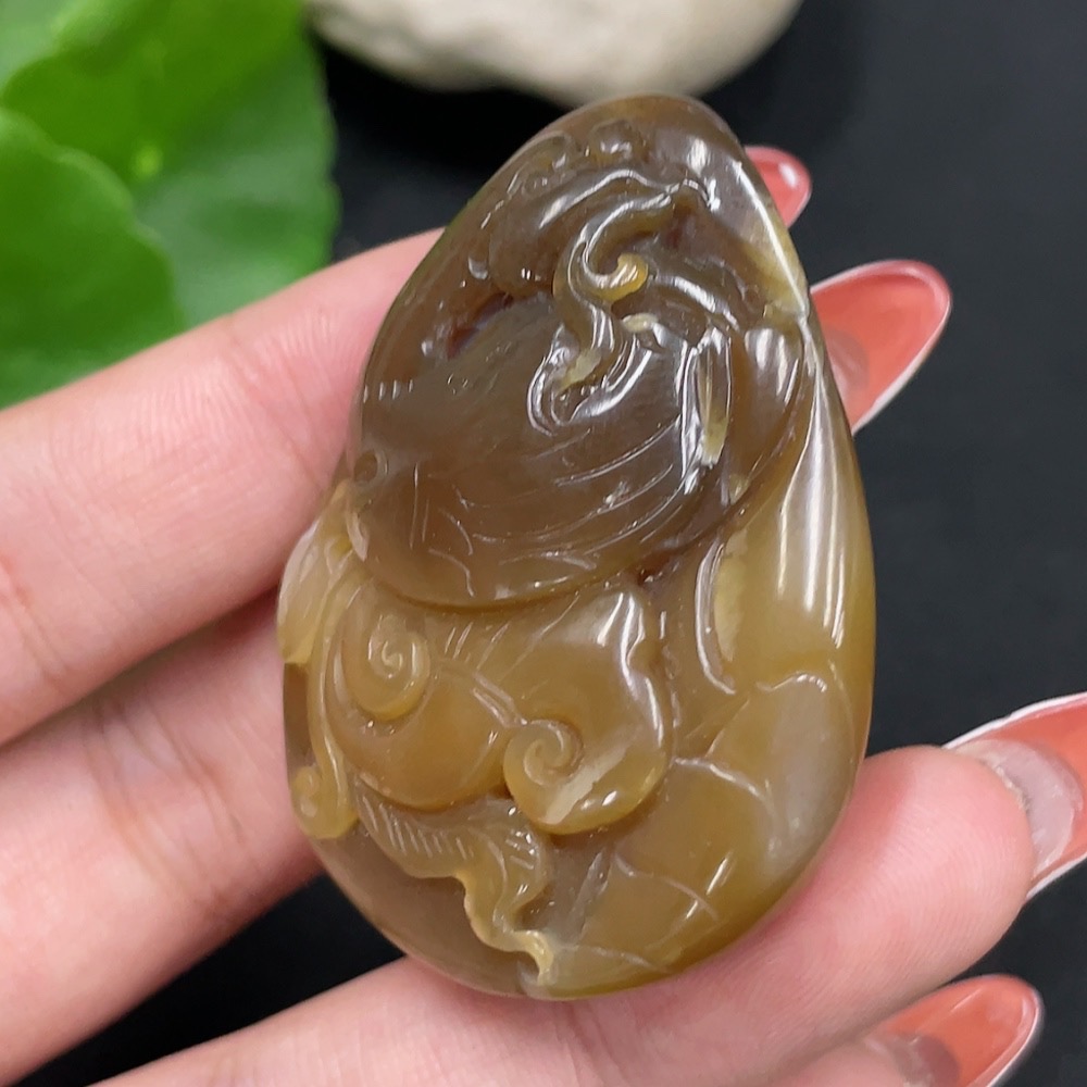 H34026591 Hetian Jade Pendant Swan Total Weight Approx. 37.3g