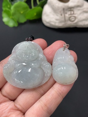 F24772182 翡翠挂件 佛公 葫芦 扣头非金