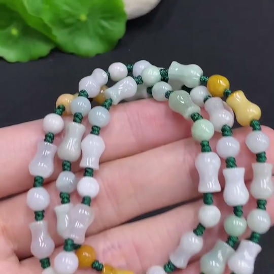 F34022667 Jadeite Bead Necklace Total Weight Approx. 22.8g Yellow Beads Not Jadeite
