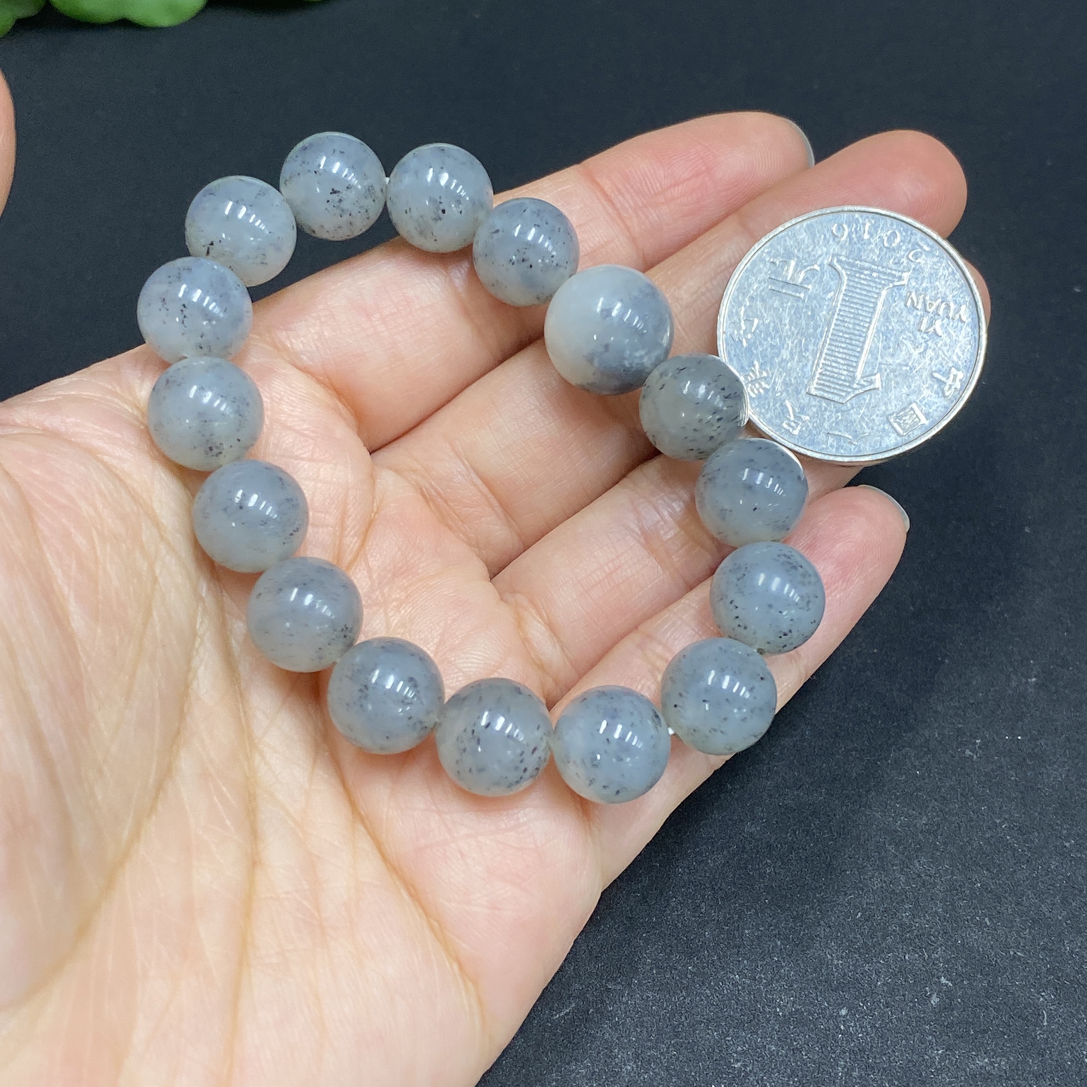 H33939937 Hetian Jade Bracelet Approximately 9.9mm Beads Total Weight About 26.5g