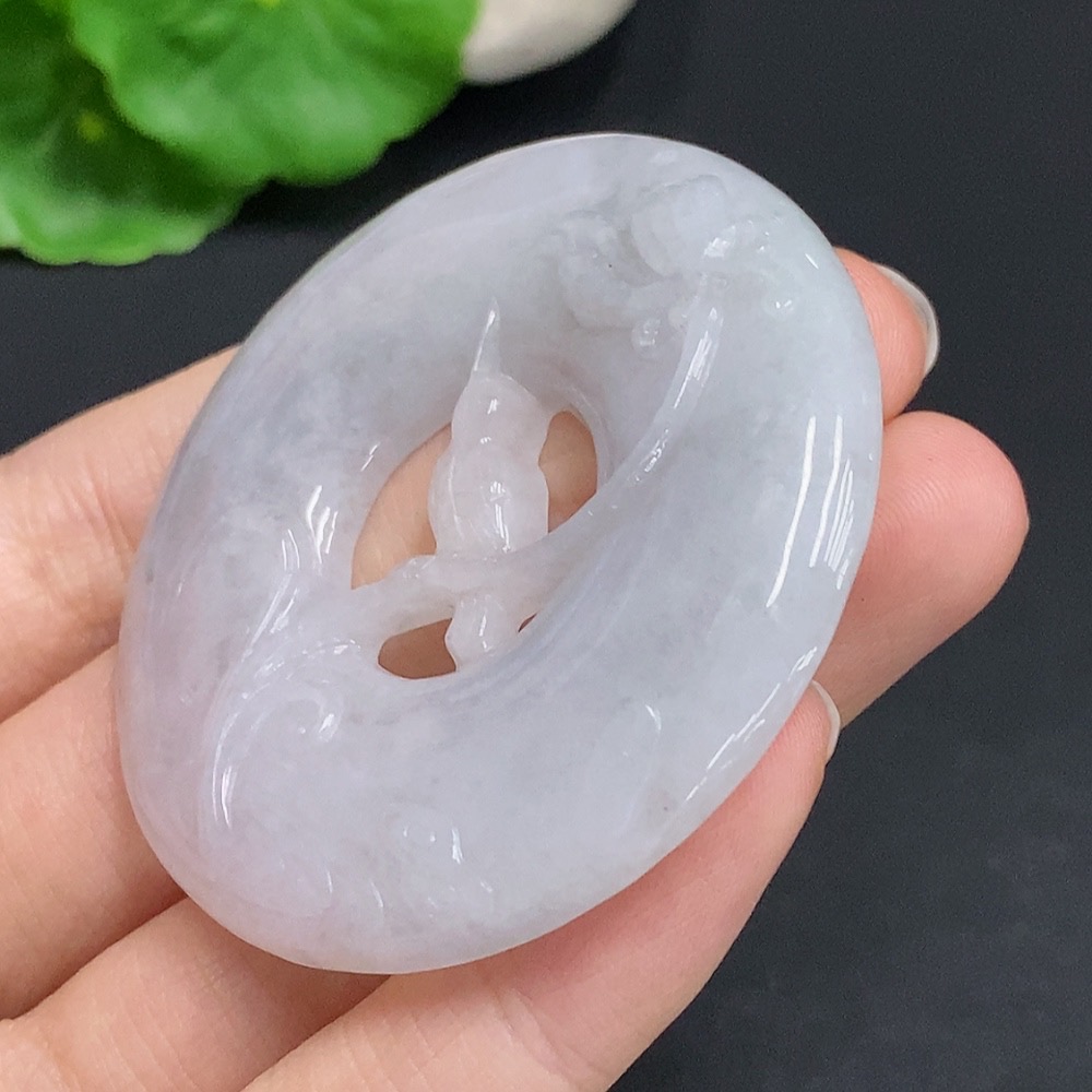 F32724187 JadeiteMagpie on Plum Branch Pendant