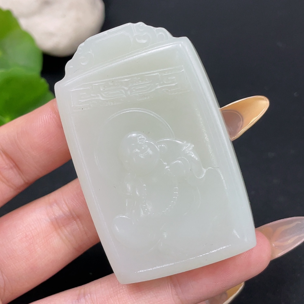 H30456597 Hetian Jade Pendant Buddha Total Weight Approx. 56.5g
