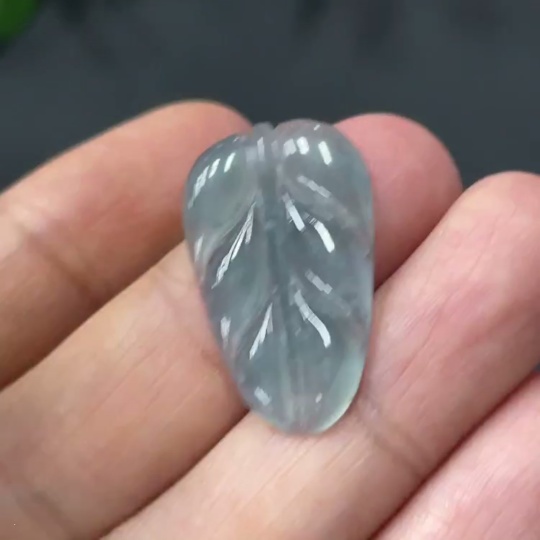F10073134 Jadeite Leaf Inlay Piece