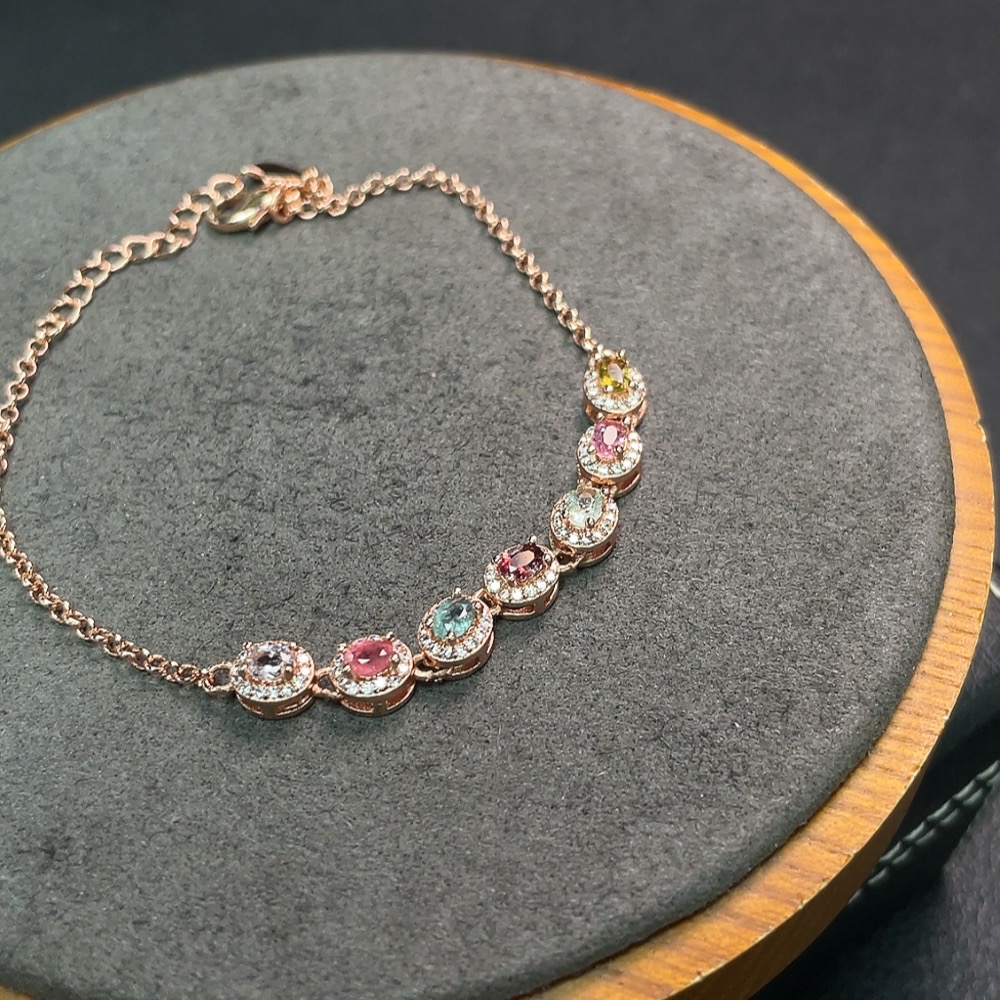 C34007095 Tourmaline Bracelet Non-Gold Total Weight Approx.4.5g Size 3*2.2mm