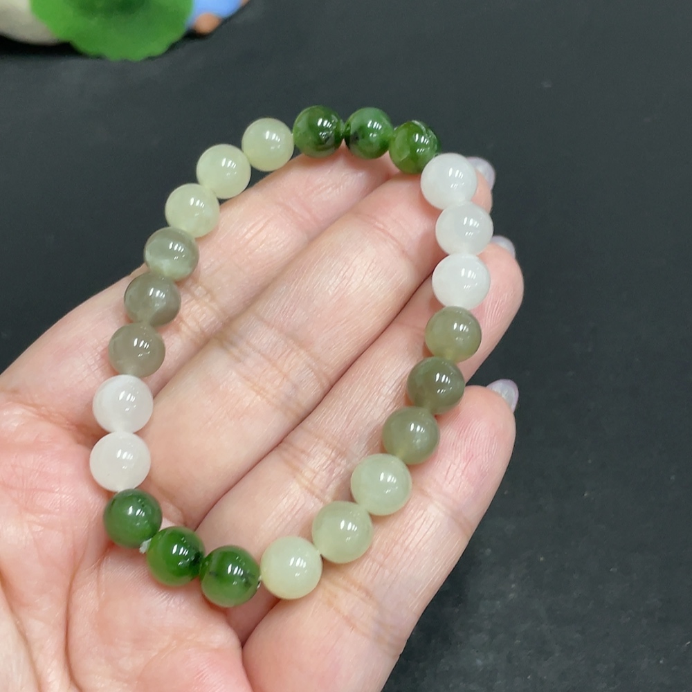H33846507 Hetian Jade Bracelet Approx. 7.9mm Total Weight About 18g
