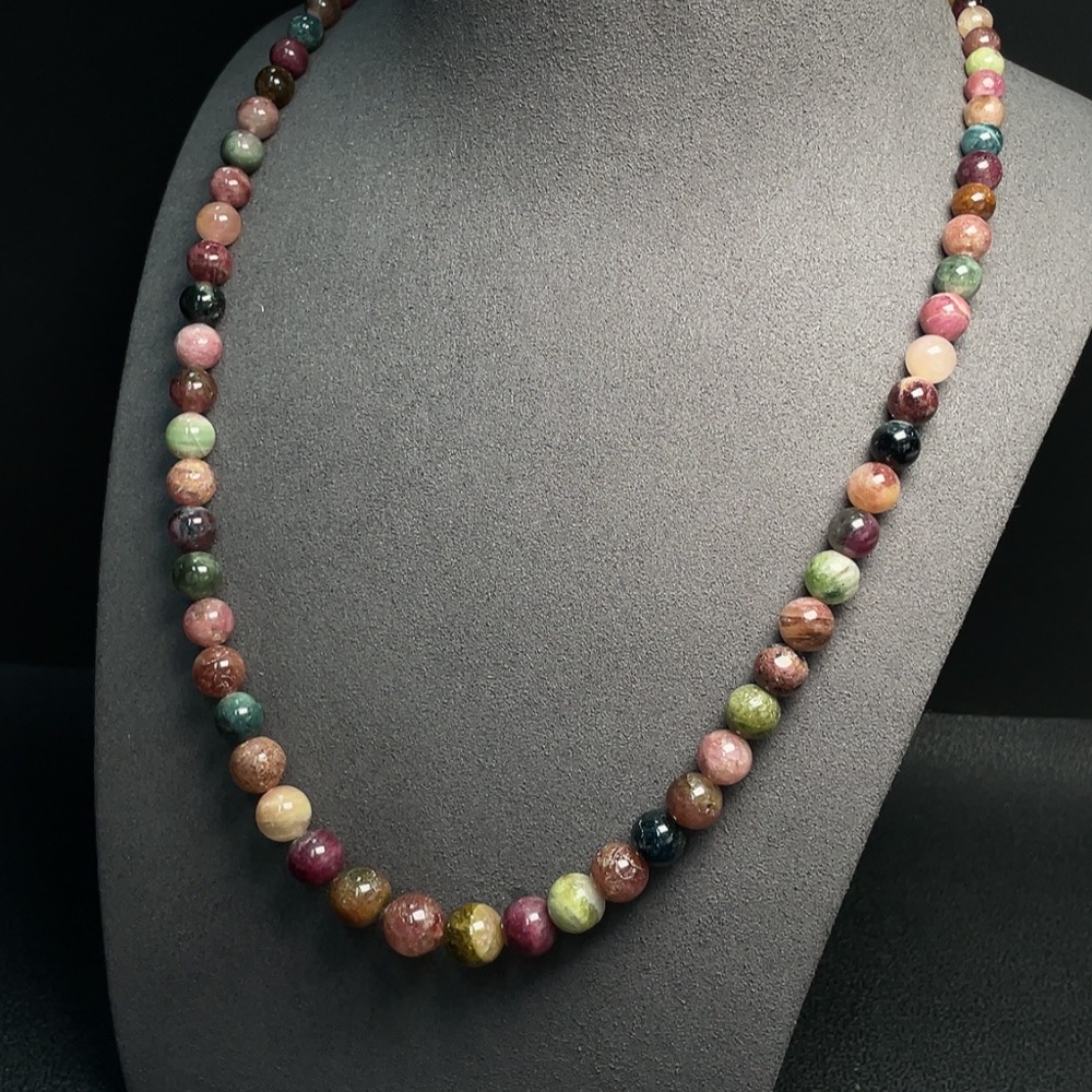 C30536184 Tourmaline Bead Strand Approx. 4.4-10.2mm Total Weight About 51.83g Containing Other Mineral Components Visible Organic Matter