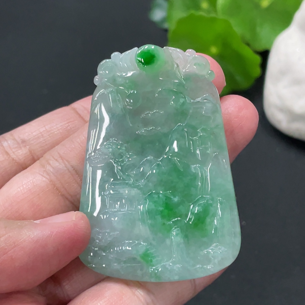 F34018416 Jadeite landscape pendant, total weight about 27g