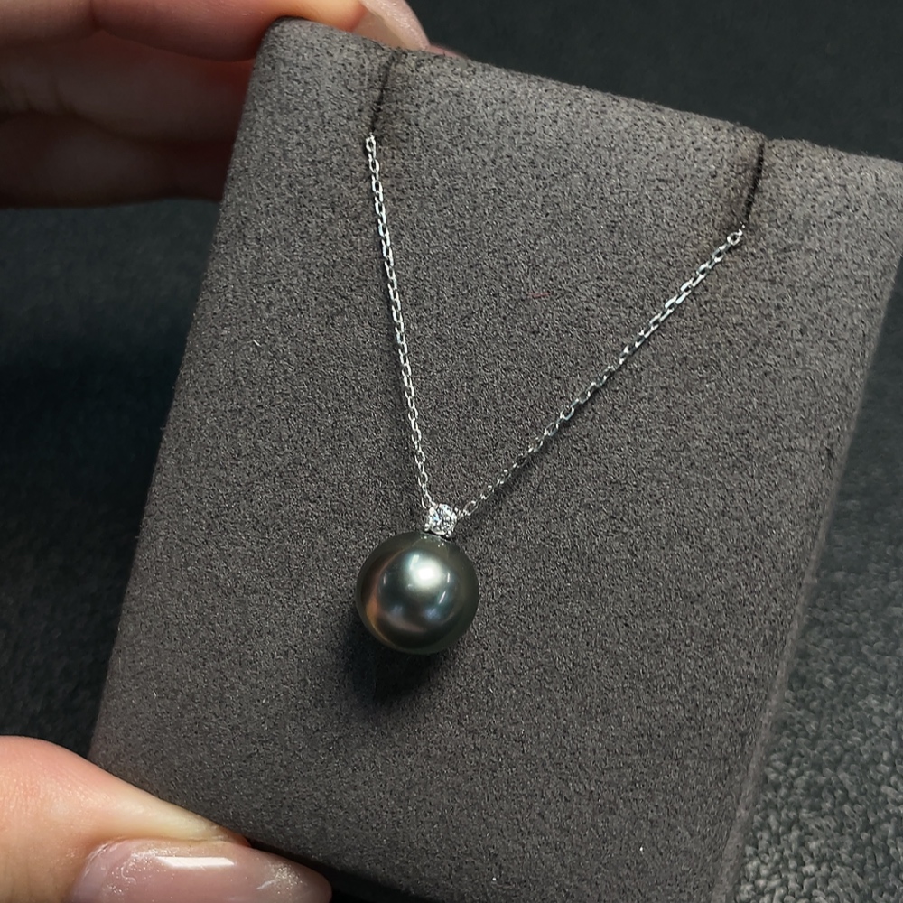 C34992210 Seawater Pearl Pendant Non-Diamond 18K Gold Total Weight Approx. 2.67g Including Chain Size Approx. 9.9mm