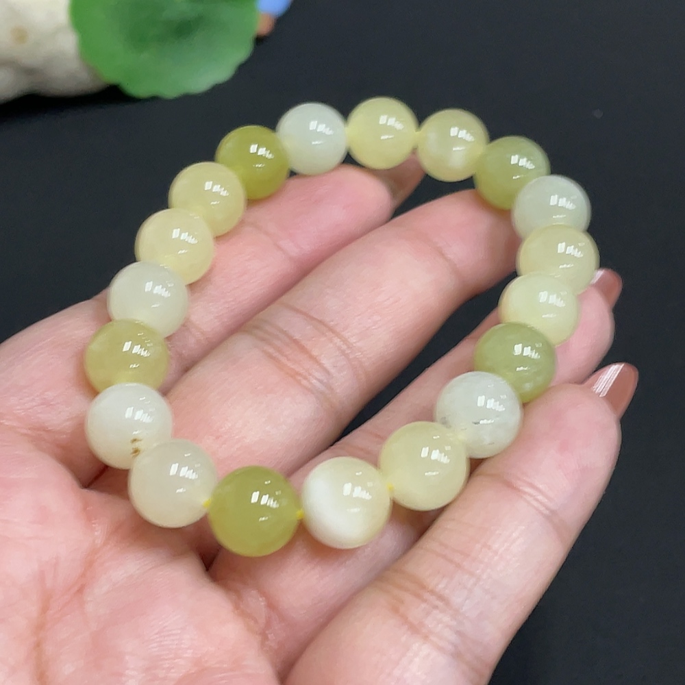H34074259 Hetian Jade Bracelet, Approx. 9.7 mm Beads, Total Weight About 29g