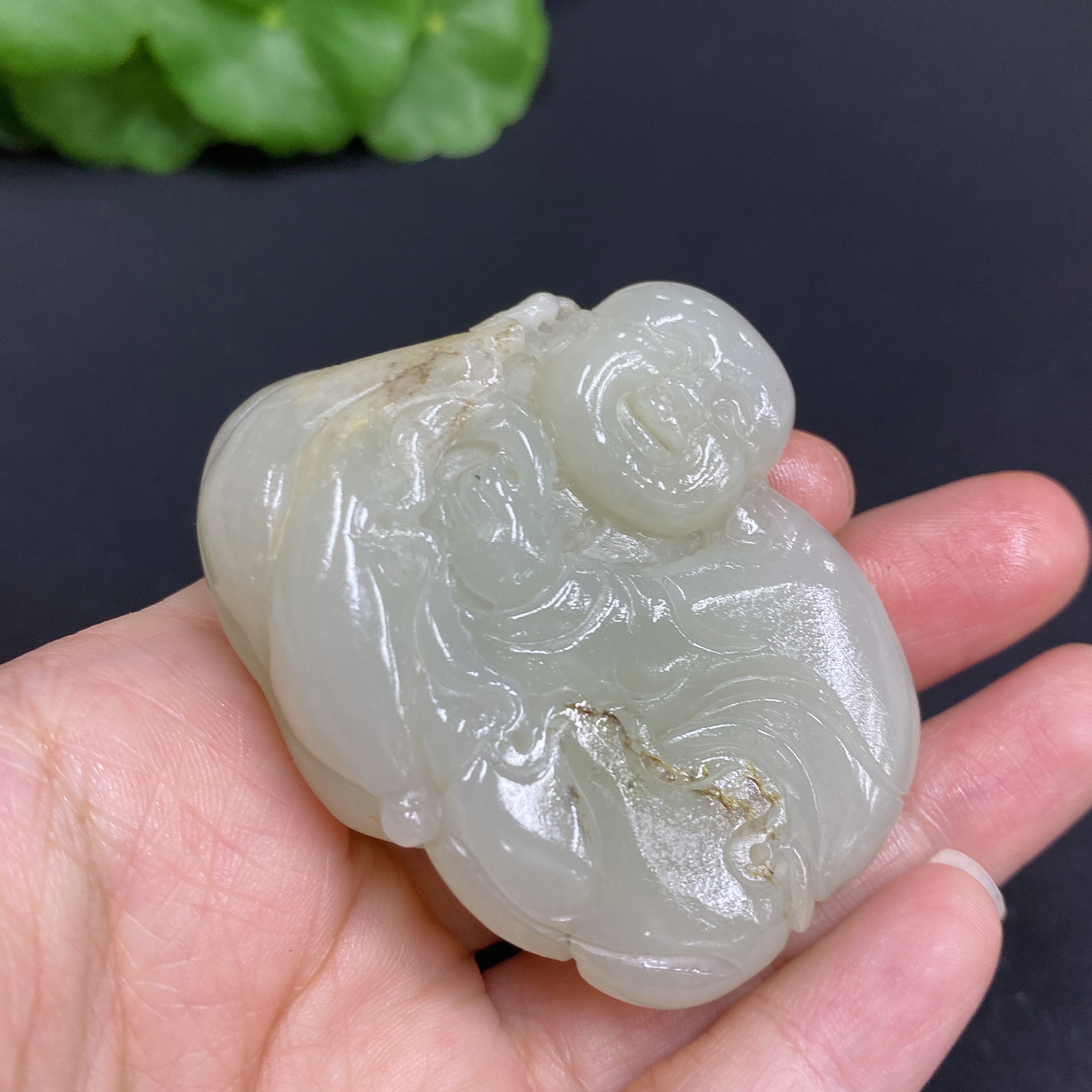 H34971241 Hetian Jade Pendant - Buddha Figure, Total Weight Approx. 66g, Undetermined Skin Color Origin