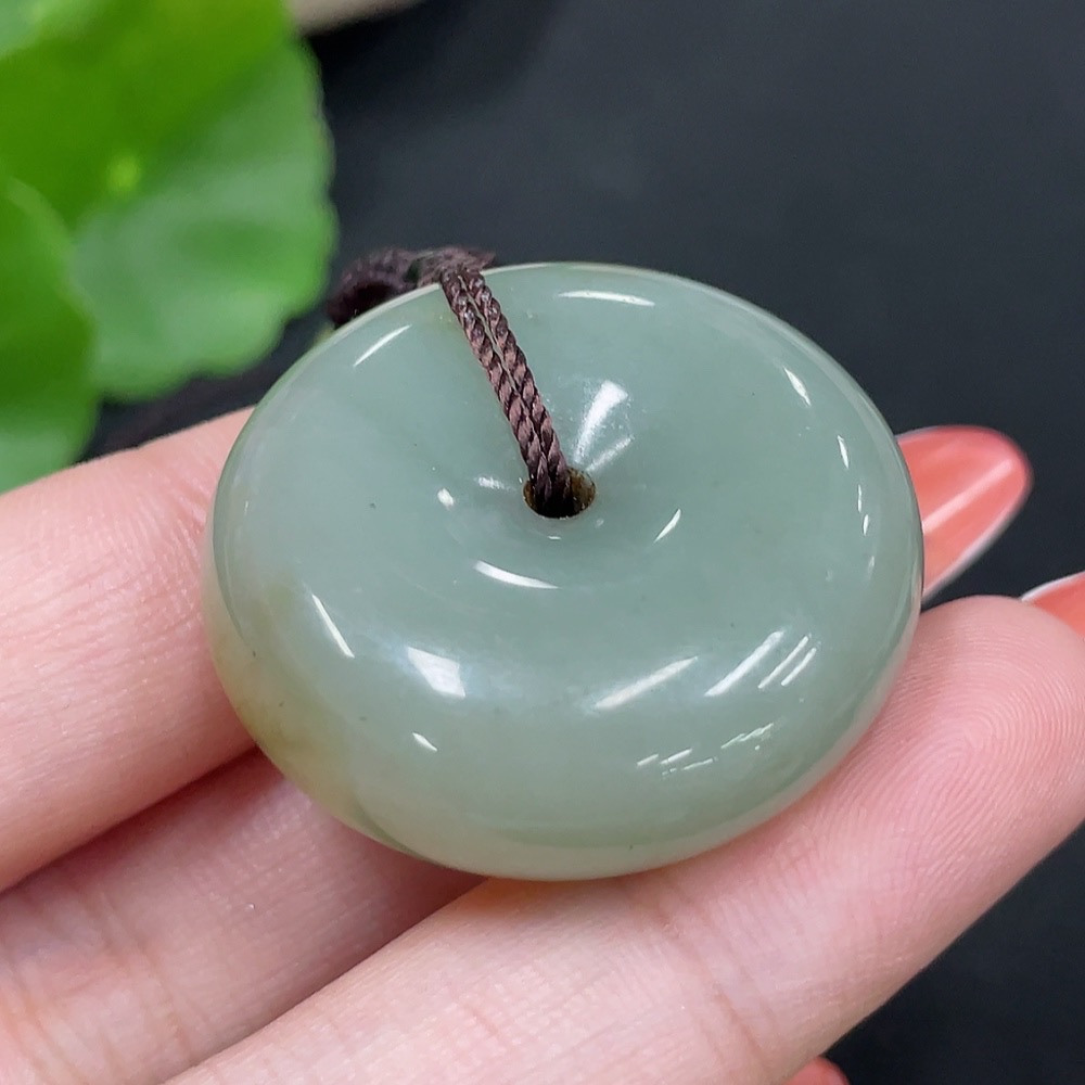 H34017694 Hetian Jade Pendant - Peace Buckle with Other Mineral Components, Beads Not Hetian Jade, Total Weight (Including Rope) Approx. 27.2g