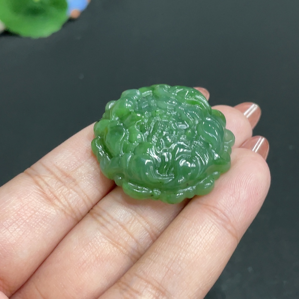 H34010464 Hetian Jade Jasper Pendant - Prosperity in Bloom - Total Weight Approx. 15.8g