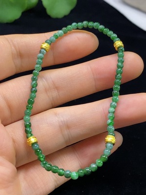 F33911729 Jadeite Beads Bracelet Approx. 2.8mm Total Weight Approx. 3.5g Non-Gold