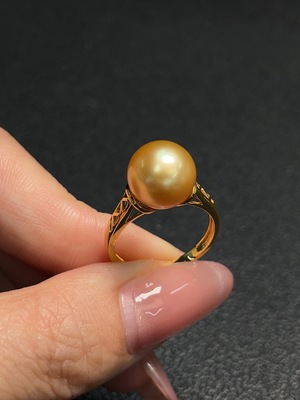 C29341692 Seawater pearl inlaid ring, 18k gold, size 14, approximately 10.3mm, total weight about 3.57g, color origin undetermined