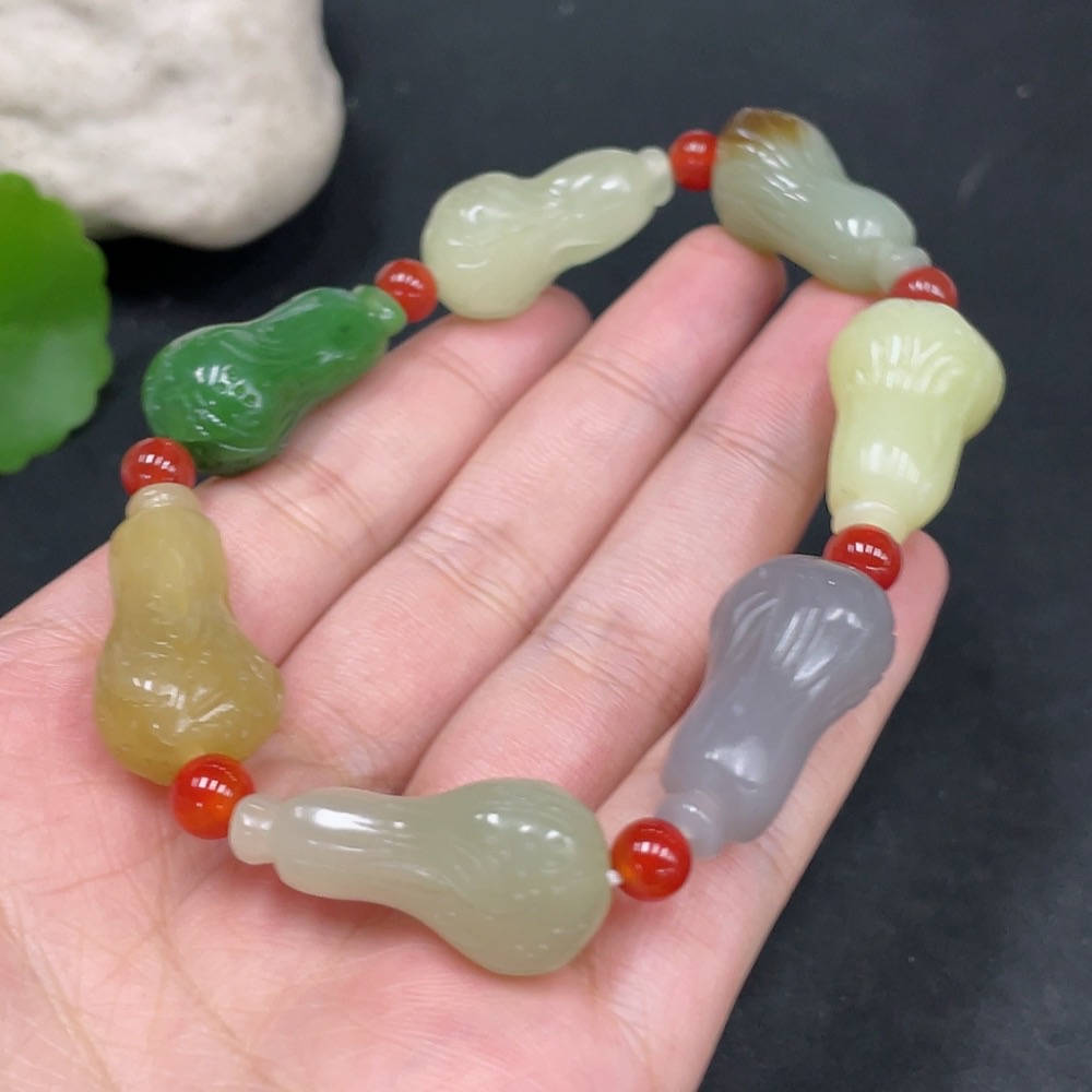 H31581795 Hetian Jade Bracelet, Beads Not Hetian Jade, Total Weight Approx. 46.3g