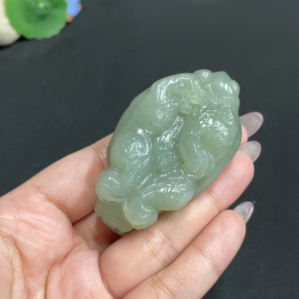 H34956902 Hetian Jade Handheld Piece, Dragon Turtle, Total Weight Approx. 107.8g