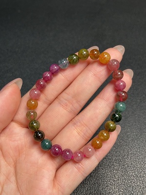C33921251 Tourmaline Bracelet with Visible Organic Matter, Total Weight Approx. 12.54g, Bead Size 6.6mm