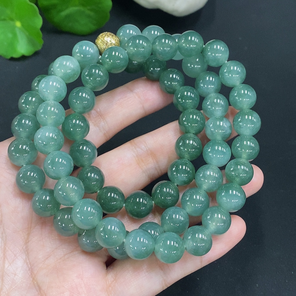 F31685384 Jadeite Bead Necklace Approx. 10.3mm Non-Gold Total Weight Approx. 124.3g
