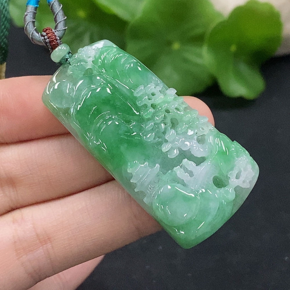 F35133279 Jadeite Pendant Landscape with Cord Total Weight Approx. 16.72g