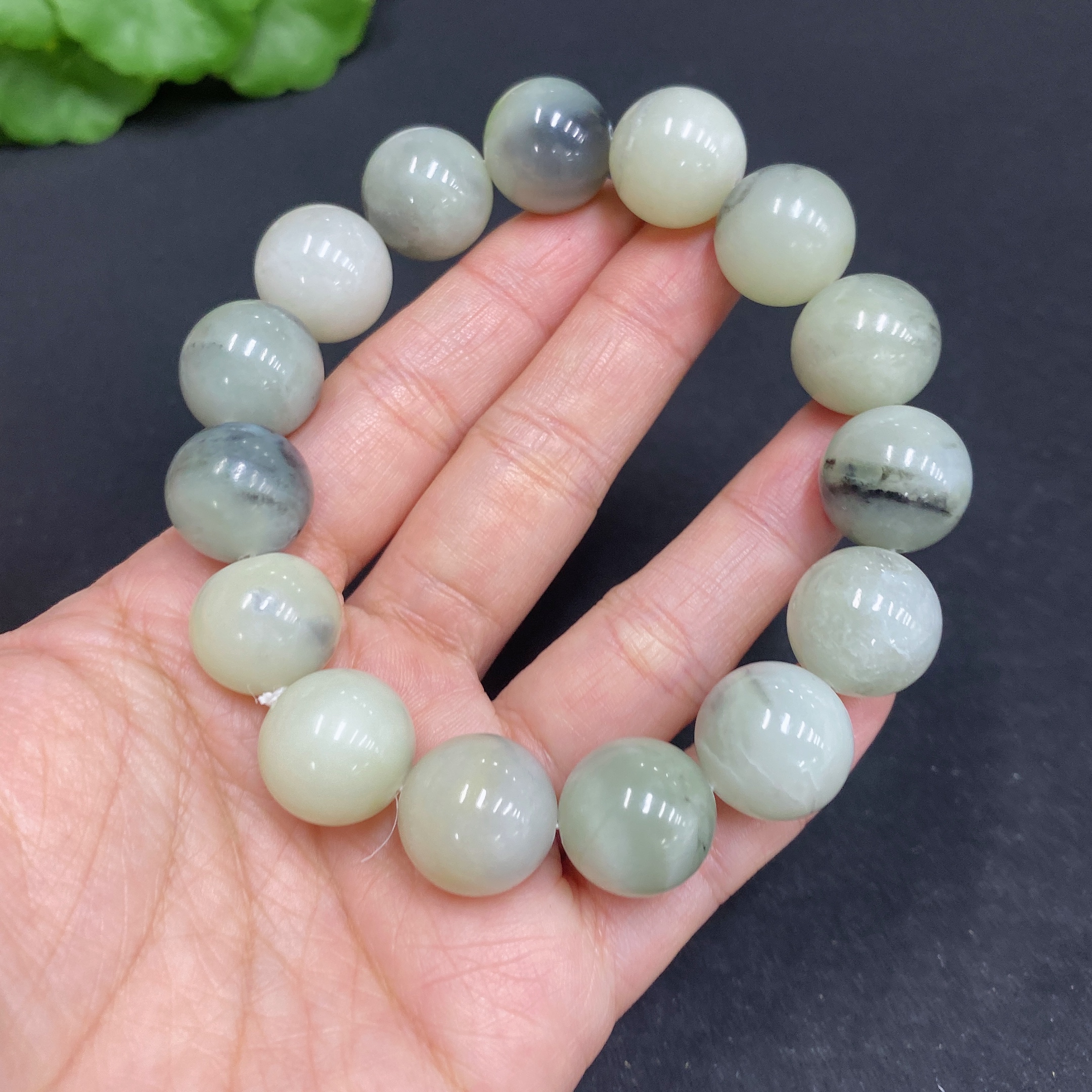 H32772007 Hetian Jade Bracelet, Approx. 14.5mm, Total Weight About 75.1g, Containing Other Mineral Components