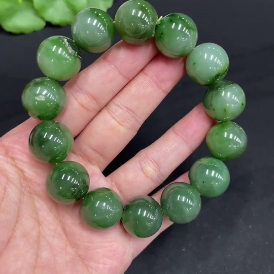 H34073571 Hetian Jade Jasper Bead Bracelet, approx. 15.8mm, total weight approx. 86.8g