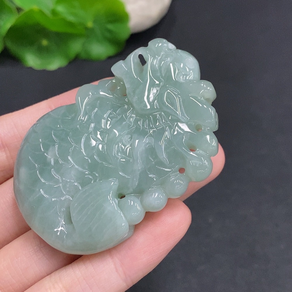 F35078624 Jadeite Arowana Pendant Total Weight Approximately 54.6g