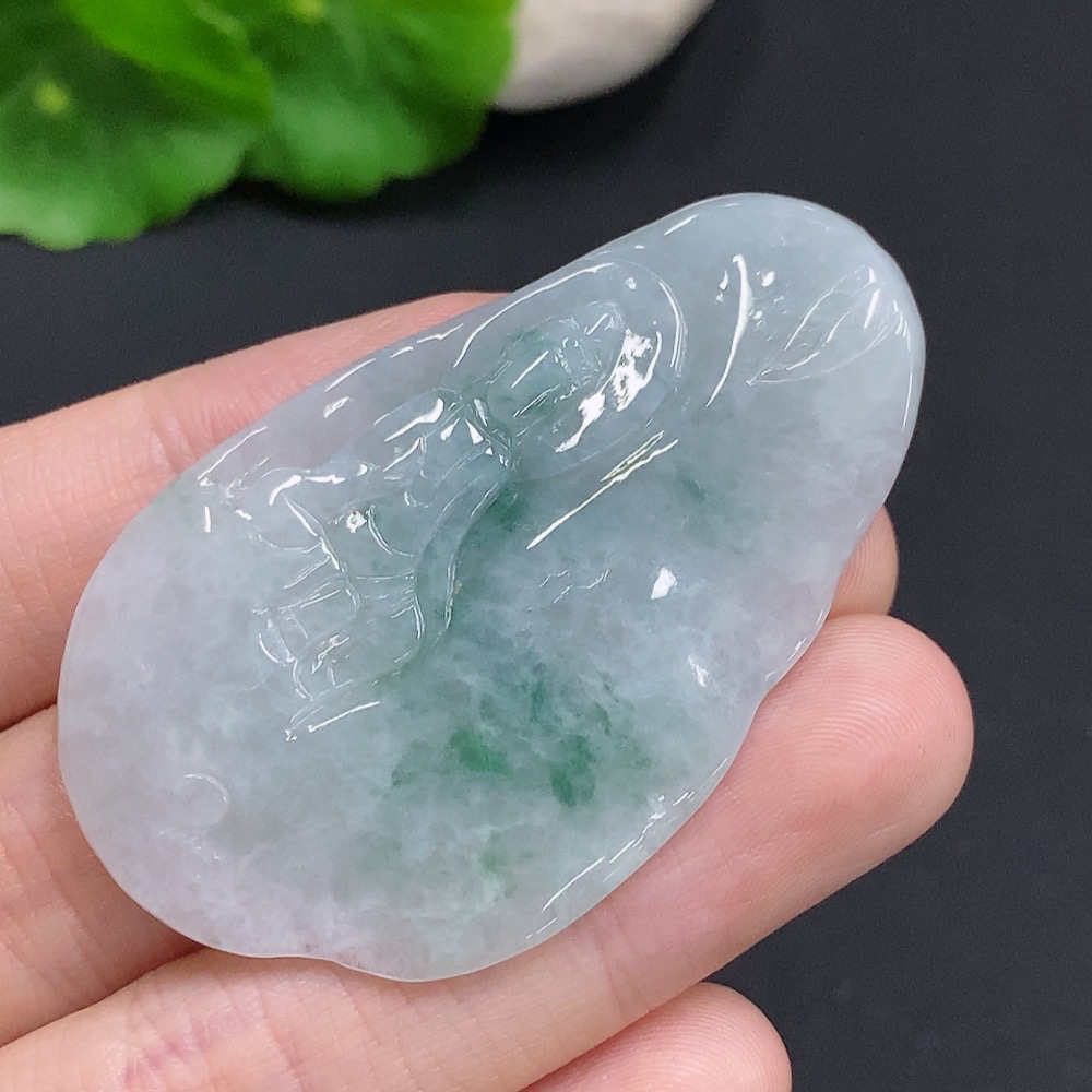 F31606012 JadeiteFormless Guanyin Pendant