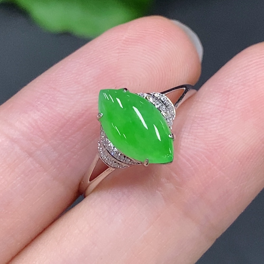 F20303532 Jadeite Cabochon Ring 18k Gold Total Weight Approx. 1.4g Size 16