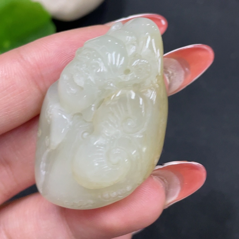 H35084408 Hetian Jade Pendant - God of Wealth, Total Weight Approx. 27.5g, Undetermined Skin Color Cause