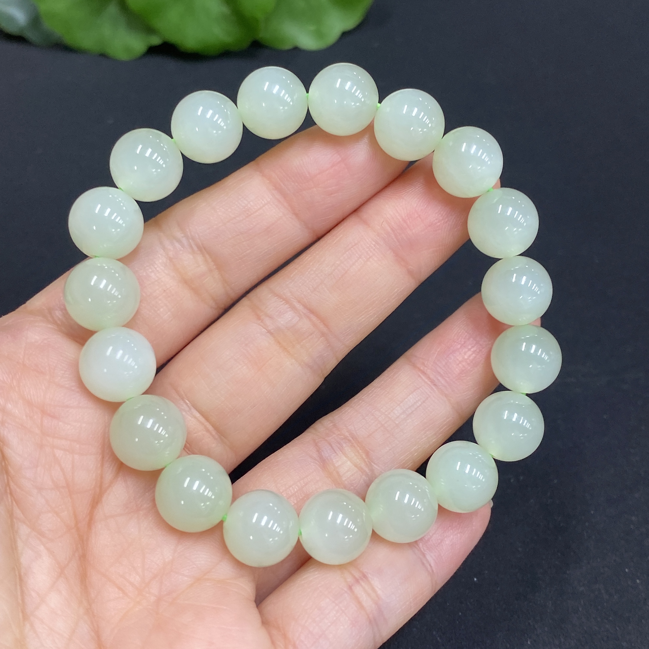 H34985559 Hetian Jade Bracelet Approx. 9.6mm Total Weight Approx. 27.3g