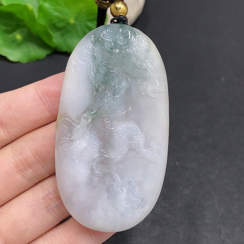 F34002994 Jadeite Dragon Soaring Across the Seas Pendant