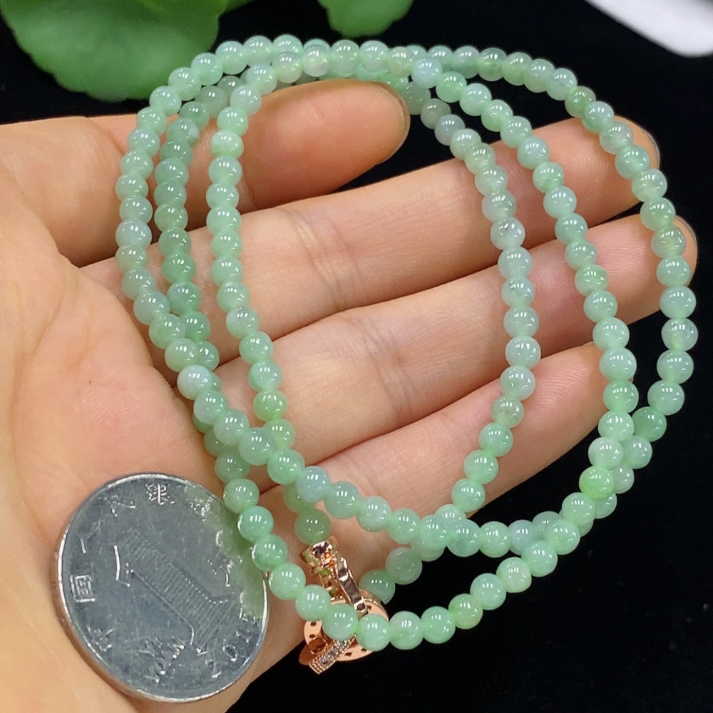 F35133816 Jadeite Bead Necklace approx. 3.8mm Total Weight approx. 18.69g Non-gold