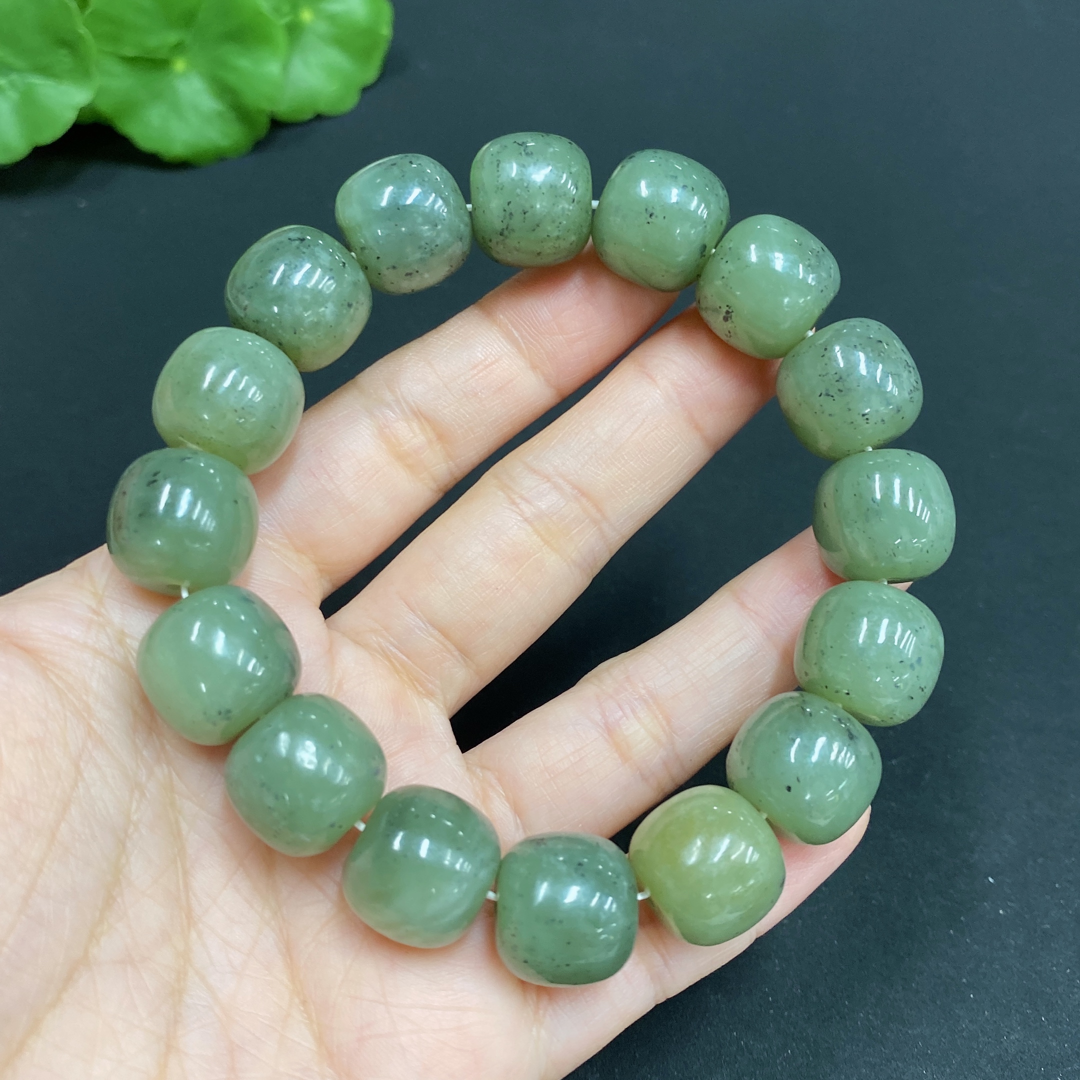 H27154332 Hetian Jade Bracelet, Approx. 13.8mm, Total Weight Approx. 74.5g