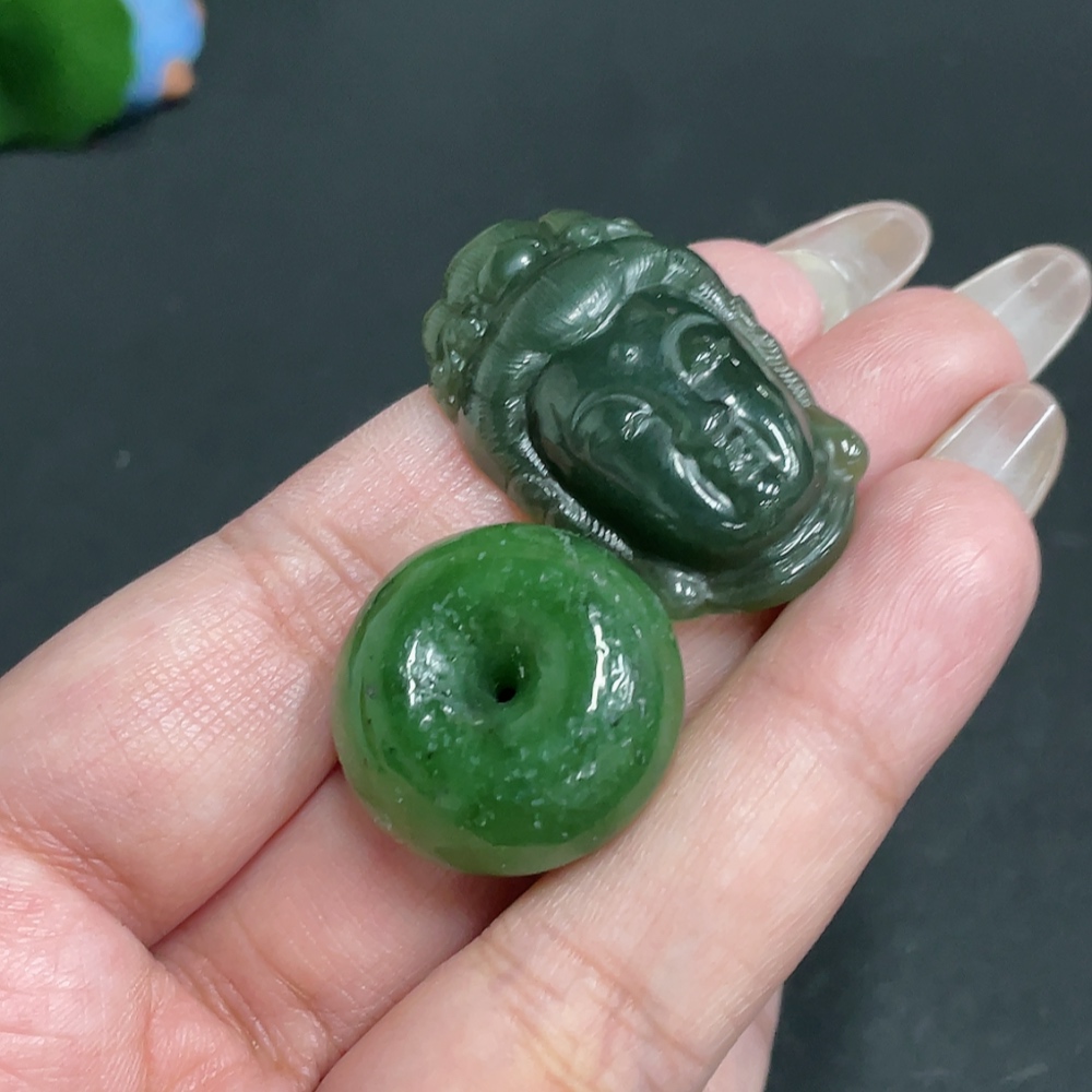 H29359610 Hetian Jade Pendant Guanyin Peace Ring Total Weight Approx. 21.9g