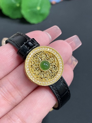 H18962453 Hetian Jade Inlaid Jewelry Non-Gold Total Weight Approx. 10.81g