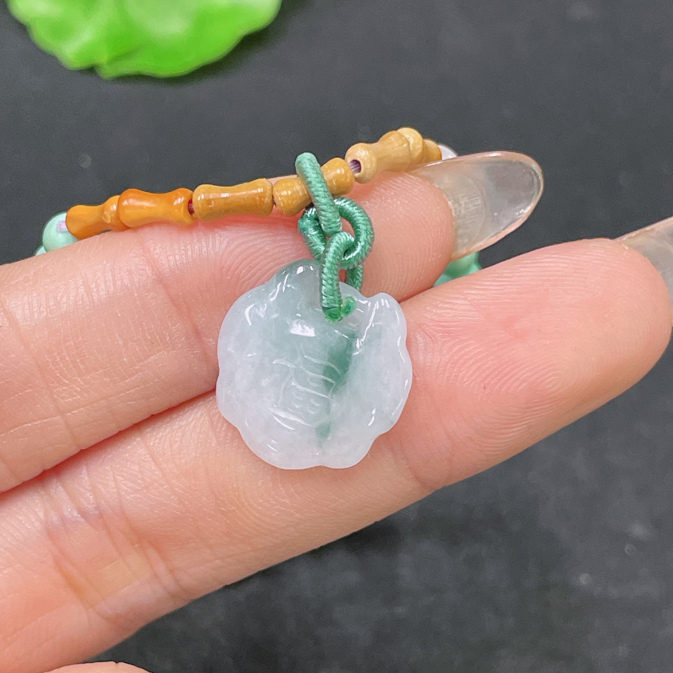 F34064973 Jadeite Bracelet with Non-A Chain Non-Gold Total Weight Approx.5.6g Size 13.9