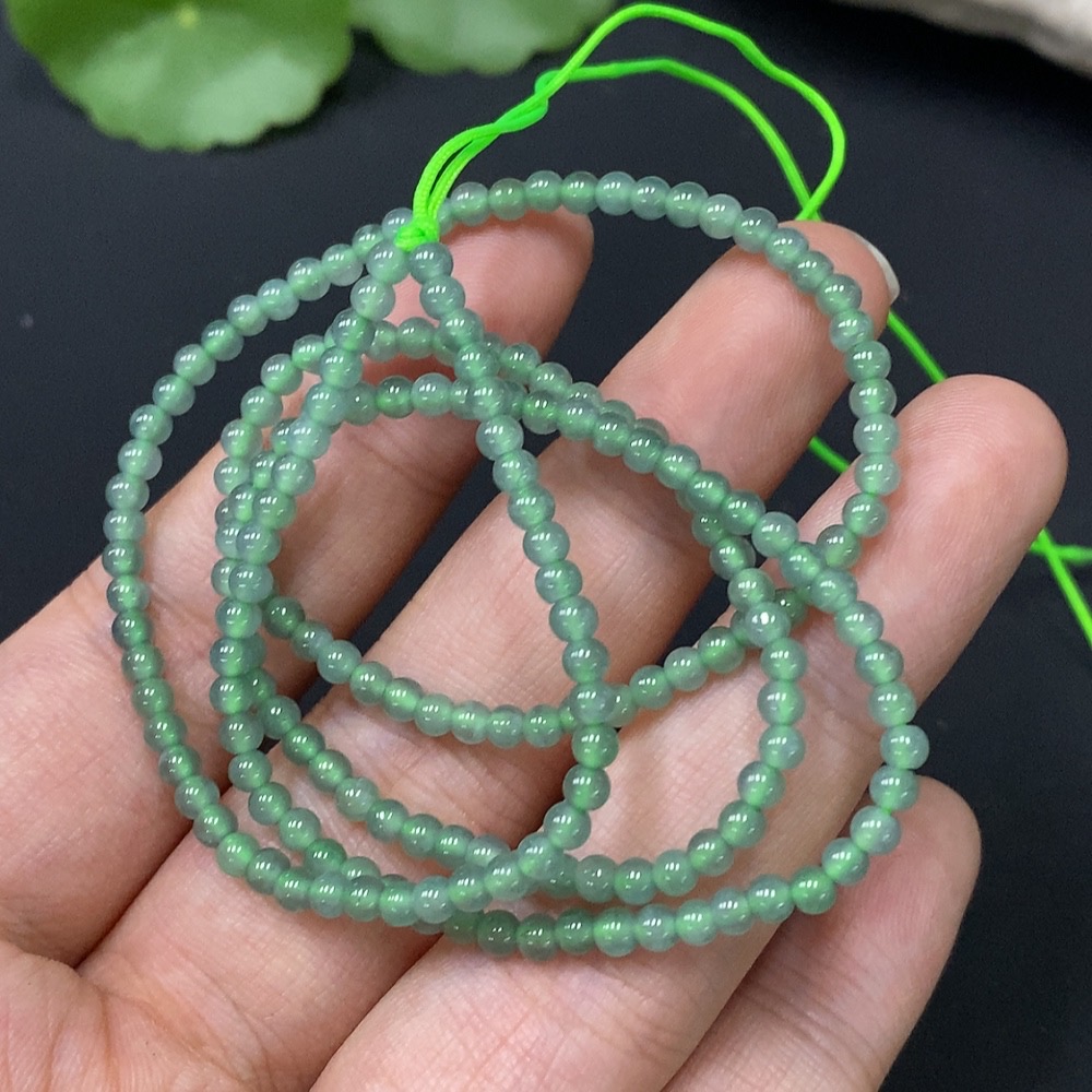 F24811242 Jadeite Bead Necklace Approx. 3mm Total Weight Approx. 7.34g