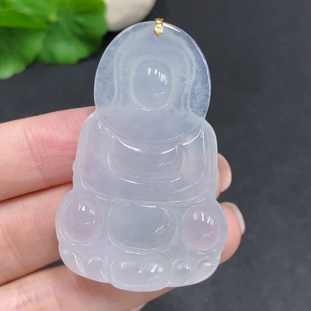 F34060271 Jadeite Guanyin Pendant No Inscription Surface Gold Content 73% Total Weight Approx. 19.2g