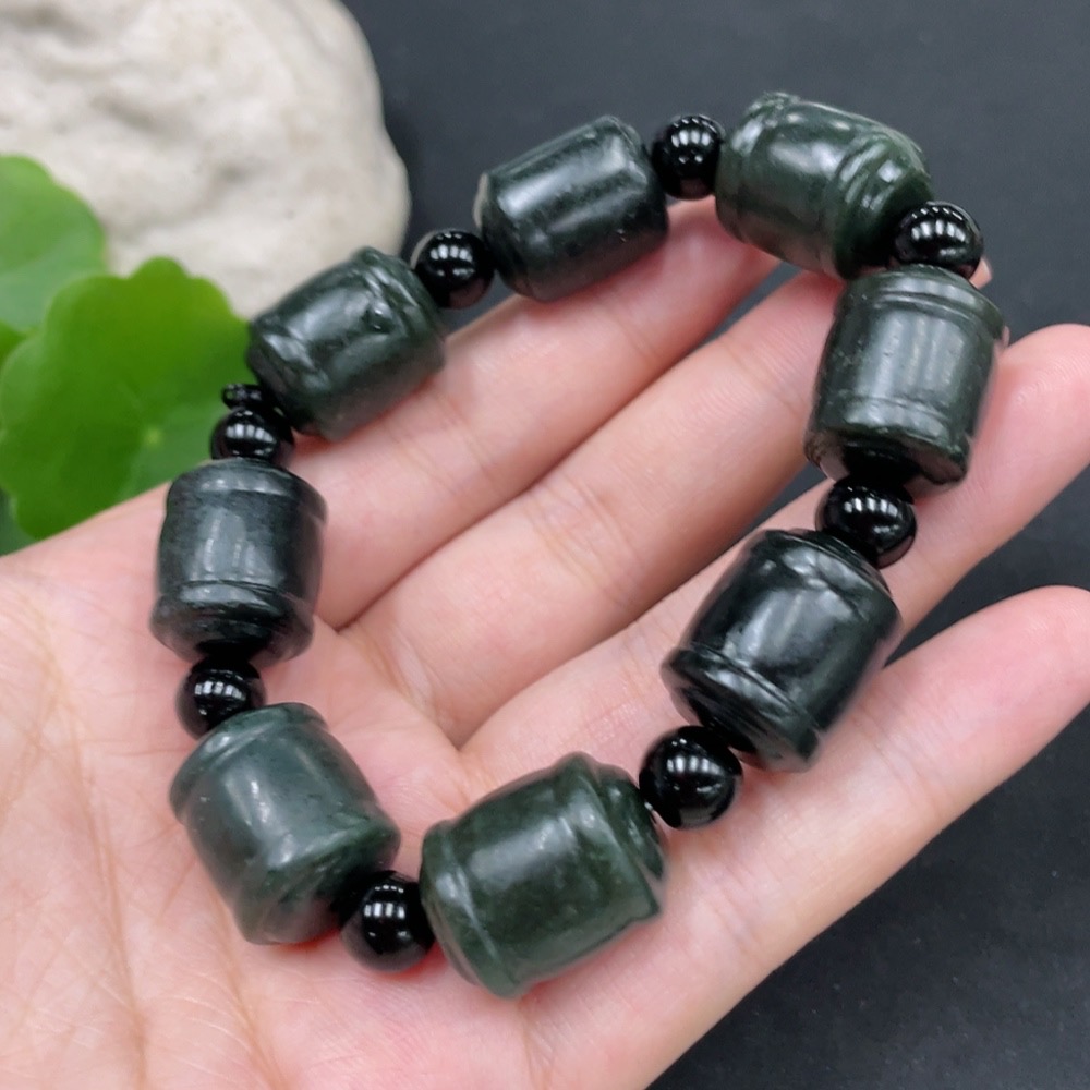 H30538467 Hetian Jade Bracelet (Non-Hetian Jade Beads) Total Weight Approx. 64.7g