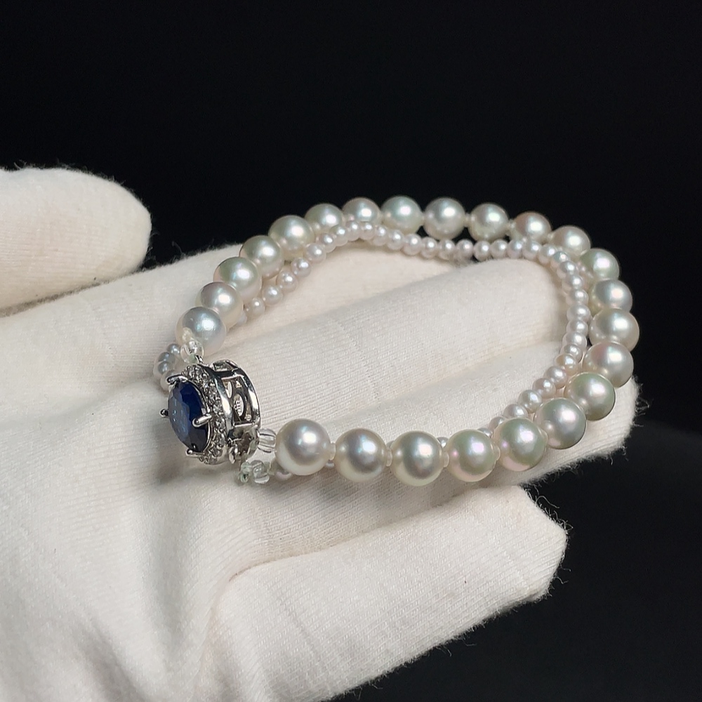 C30469869 Seawater Pearl Bracelet, Color Origin Undetermined, With Pearls, Stones Likely Non-Natural, Non-Gold, Total Weight Approx. 14.67g, Size 2.9-6.3mm