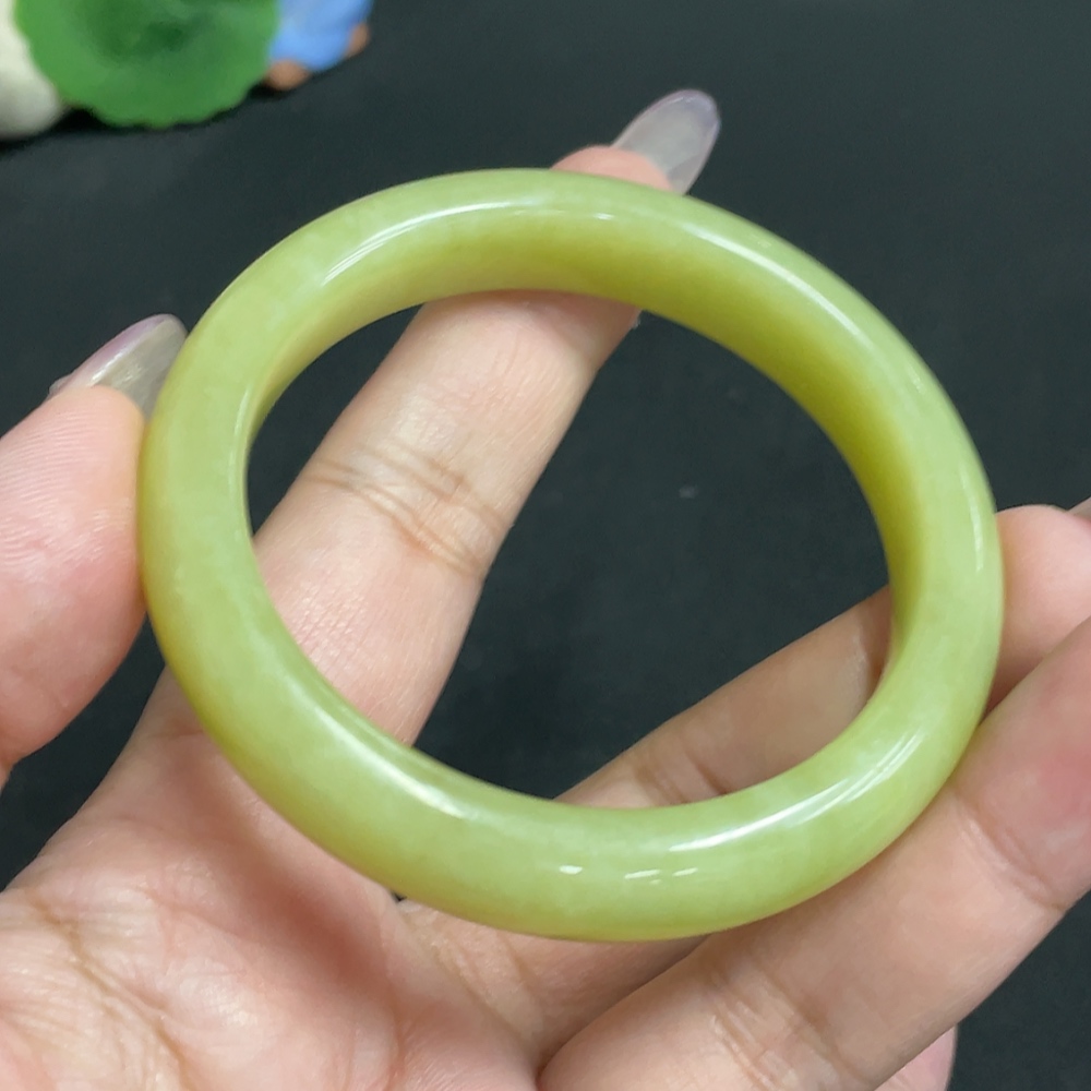 H34956808 Hetian Jade Round Bracelet Size 54.2 Total Weight Approx. 44.6g