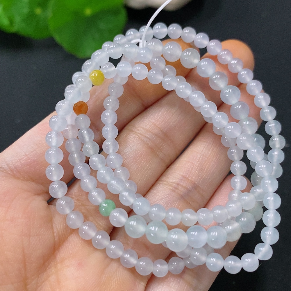 F30442587 Jadeite Bead Necklace Approx. 5mm Total Weight Approx. 17.5g Color Origin Undetermined