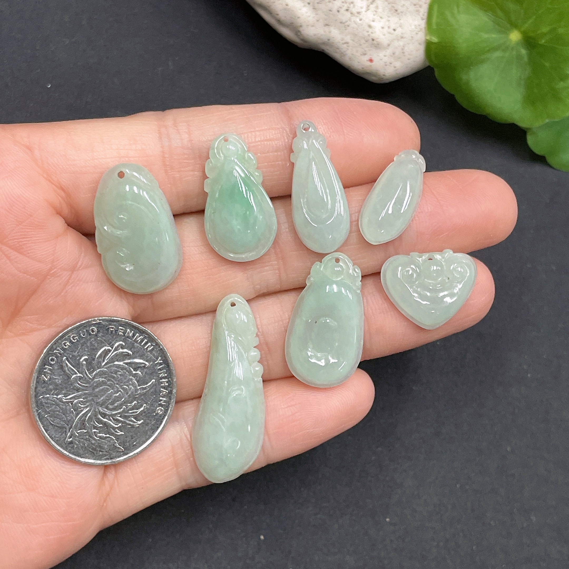 F13431871 Jadeite Inlaid Pendant Set (Sold as a Lot)