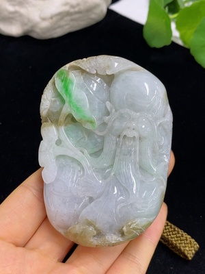 F46564593 翡翠寿星公手把件 货品总重约236.4g