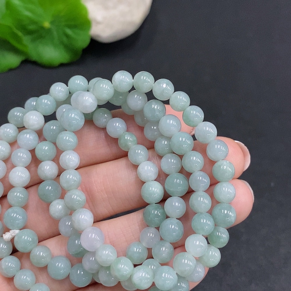 F34969260 Jadeite Bead Necklace Total Weight Approx. 37.3g Size About 5.7mm