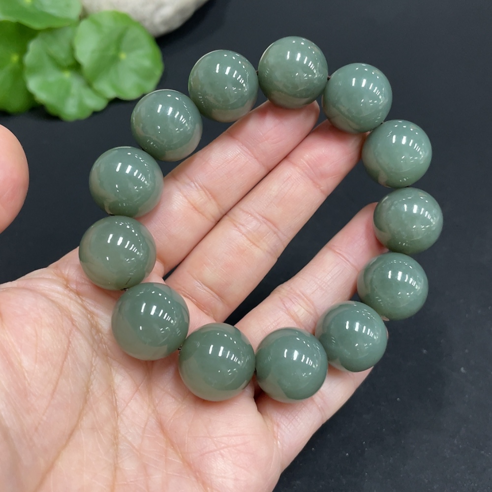 H34072203 Hetian Jade Bracelet, Approx. 16mm Beads, Total Weight About 83.8g