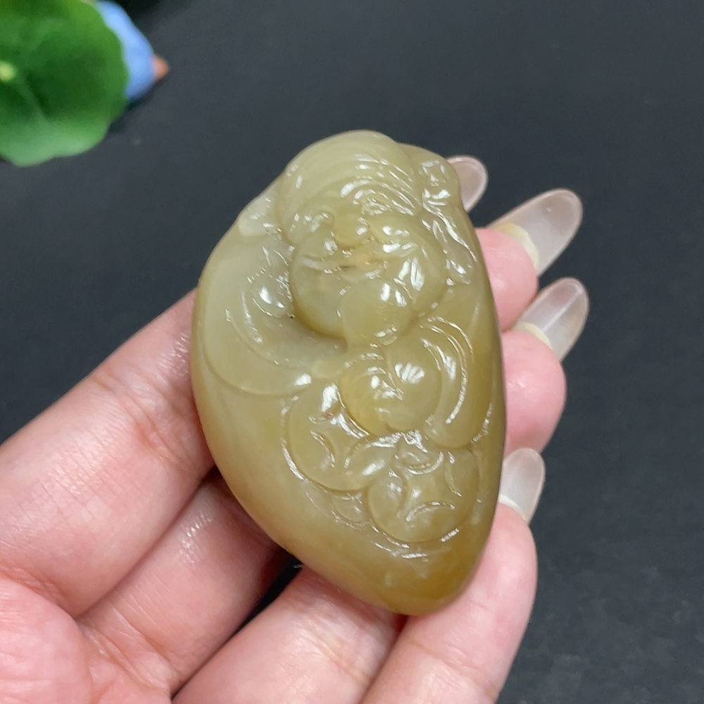 H29378907 Hetian Jade Pendant  God of Wealth  Total Weight: Approx. 55.2g