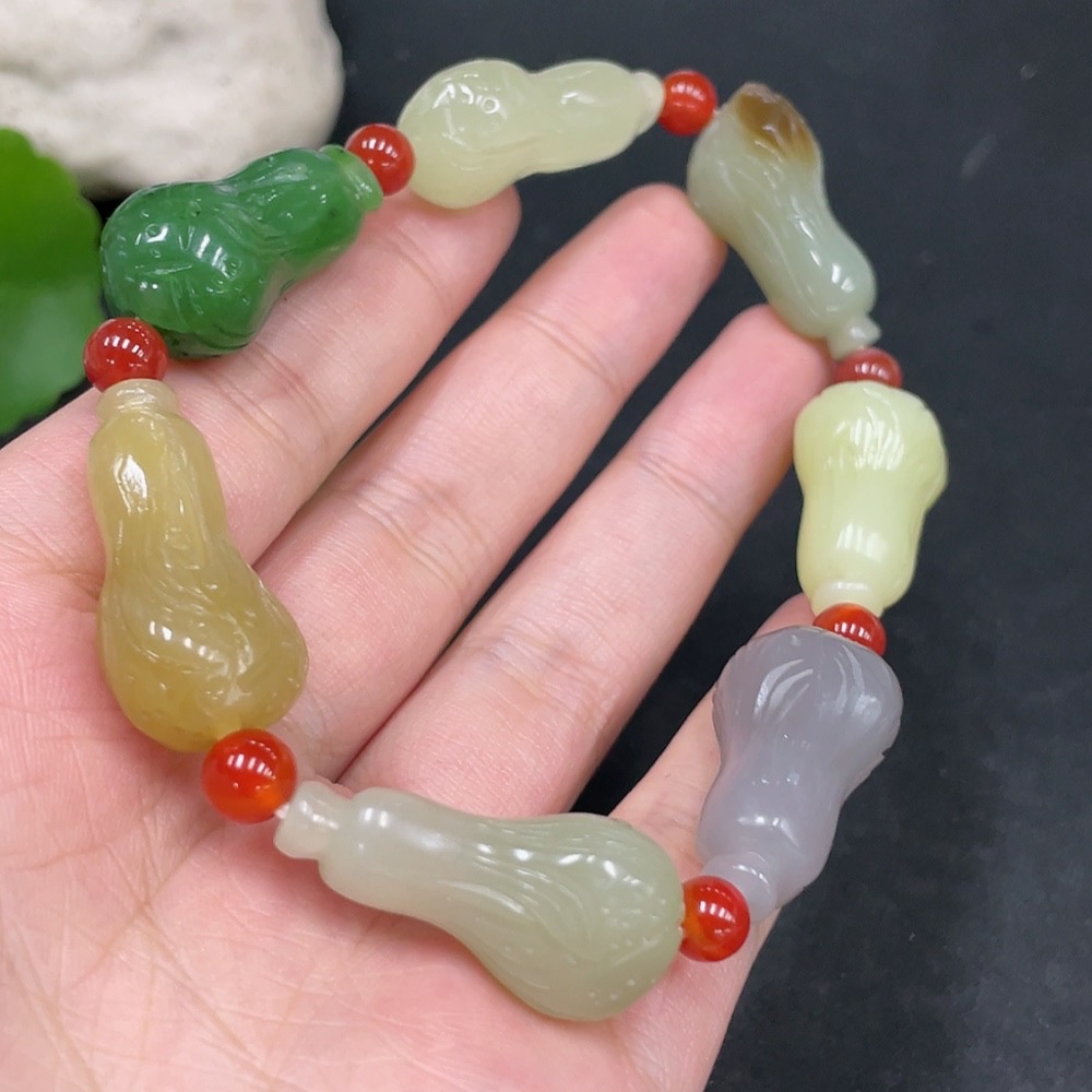 H31581795 Hetian Jade Bracelet, Beads Not Hetian Jade, Total Weight Approx. 46.3g